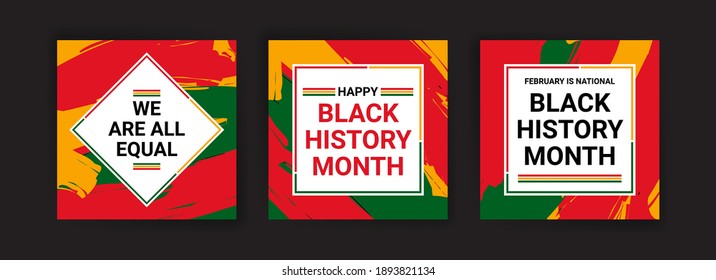 Collection of black history month social media posts. Celebrating black history month.