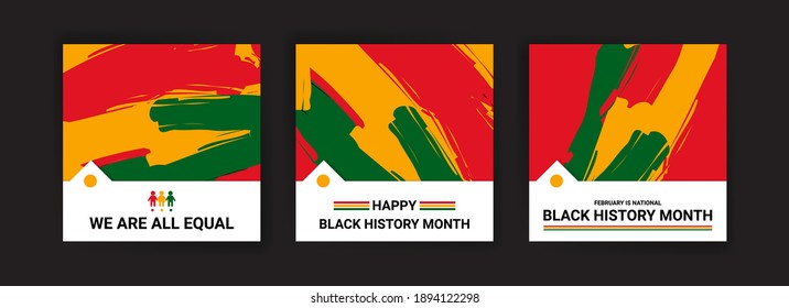 Collection of black history month social media posts. Celebrating black history month.