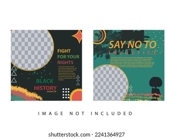 Collection of black history month social media posts. Celebrating black history month. abstract design for greeting and warn history black in american 