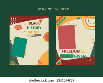 Collection of black history month social media posts. Celebrating black history month. abstract design for greeting and warn history black in american 