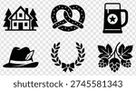 A collection of black icons representing elements of Bavarian culture and Oktoberfest celebrations