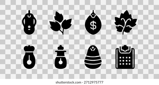 Colección de íconos negros que representan varios objetos