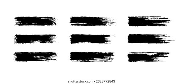 collection of black ink brush stroke vector