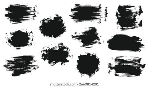 Colección de pinceladas de tinta negra, perfecto para añadir textura y profundidad a los diseños, crear fondos únicos o enfatizar Elementos.