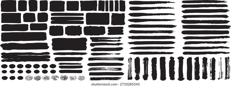 Coleção de preto tinta pinceladas e formas de textura de tinta