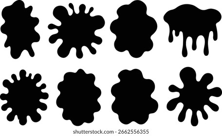 Colección de tinta negra o Ilustraciones de salpicaduras de pintura