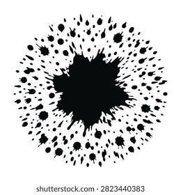 Collection of black ink splatter and paint splash designs isolated on white. Perfect for grunge textures, backgrounds, and creative design projects.