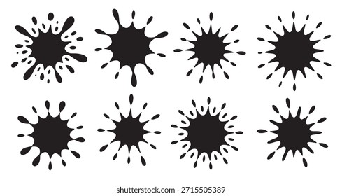colección de salpicaduras de tinta negra y Formas de salpicaduras en blanco