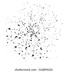 A collection of black isolated splashes background grungy abstract hand-painted brush strokes banner to create your textures. Vector illustration