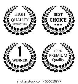Collection black laurel wreath on white background vector