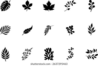 Collection of Black Leaf Silhouettes