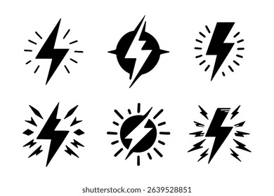 Collection of Black Lightning Bolt Icons