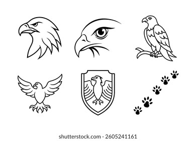 Collection of Black Line Art Eagle and Bird Logos