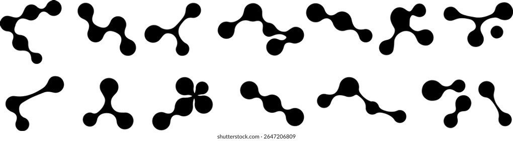 Collection of black metaball shapes featuring organically connected elements.