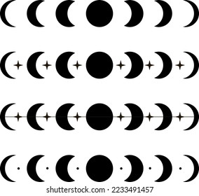 Collection black moon phases shapes