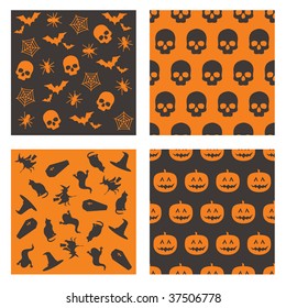 collection of black and orange halloween patterns