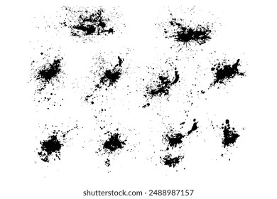 Collection of  black  paint brush stroke drop blood splatter vector