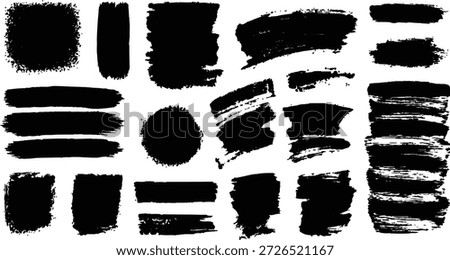Collection of Black Paint Brush Strokes and Splatters Keywords: black, paint, brush, stroke