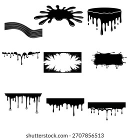 Collection of black paint drips, splatters, and grunge.