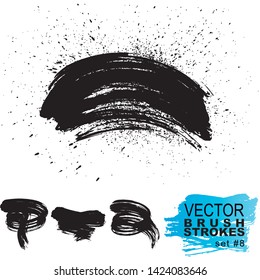 Collection of black paint, ink brush strokes, brushes, lines. Dirty artistic design elements. Vector illustration. Isolated on white background.
