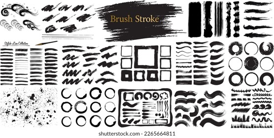 Collection of black paint, ink brush strokes. Vector paintbrush set. Brush strokes text boxes. Grunge design elements.