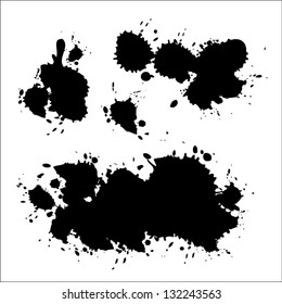 Collection of black paint splash. Vector set of brush strokes. Isolated on white background