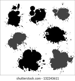 Collection of black paint splash. Vector set of brush strokes. Isolated on white background