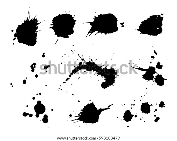 Collection Black Paint Splash Vector Set Stock Vector (Royalty Free ...