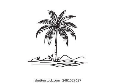 A collection of black palm tree silhouettes set against a white background, ideal for designs on posters, banners, and promotional materials. Vector illustration.