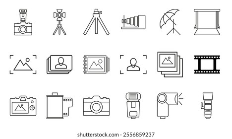 Collection of black photography icons