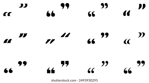 A collection of black quotation marks in different styles, showcasing diverse typographic designs.