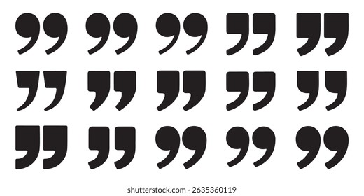 Collection of black quotation marks displayed on white background for communication purposes
