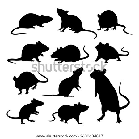 collection of black rat silhouettes in various poses