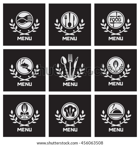 collection of black restaurant menu with cutlery