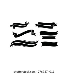 Collection of black ribbons and banners