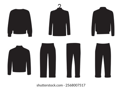 Collection of Black Silhouette Apparel Designs for Fashion Design 