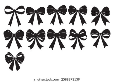 Collection of Black Silhouette Bows for Design
