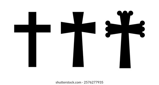 Collection of black silhouette Christian crosses