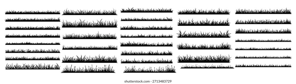 Colección de bordes y Elementos de hierba de silueta negra