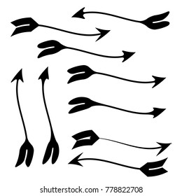 collection of black silhouette style arrow icon sign logo illustration vector
