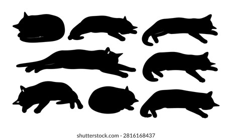 Collection of black silhouettes depicting different fish species swimming in water, showcasing diversity and aquatic life forms.