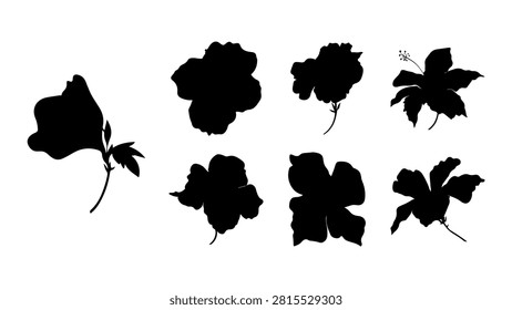 Collection of black silhouettes featuring flowers and butterflies, ideal for artistic, decorative, or design projects requiring nature motifs.