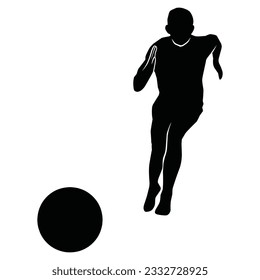 Collection of black silhouettes of soccer players. Shadows of the footballers on a white background. Sports illustrations.