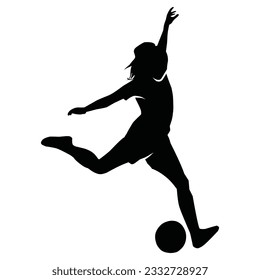 Collection of black silhouettes of soccer players. Shadows of the footballers on a white background. Sports illustrations.