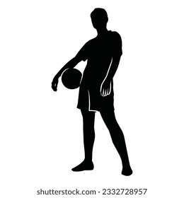 Collection of black silhouettes of soccer players. Shadows of the footballers on a white background. Sports illustrations.