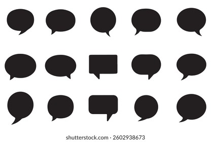 Collection of Black Speech Bubble vector on White Background