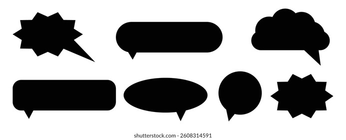 Collection of Black Speech Bubbles and Callouts shape vector on white background