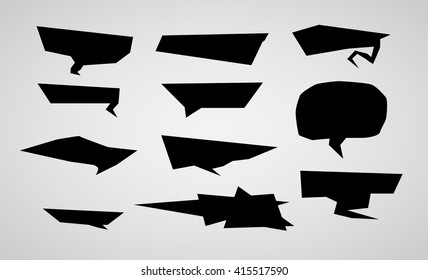 collection of black speech retro bubbles