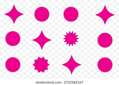 Colección de destellos de estrellas negras e íconos celestiales sobre Vector de fondo blanco