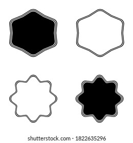 Collection of black stars, speech bubble, sticker promotion, starburst banner, badge promo, tag icons set, abstract background texture wallpaper art graphic design vector illustration